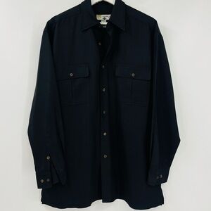 Caribbean Joe All Black Button Down Shacket Mens Large Oversized